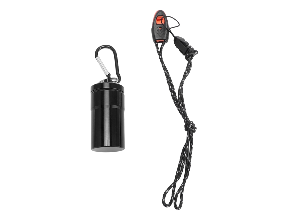 Tubo de Almacenamiento Pequeño de Aleación de Aluminio Impermeable Sellado como Llavero para Camping Y Viajes Al Aire Libre Negro