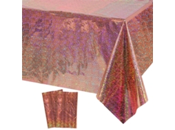 Pacote com 2 Toalhas de Mesa de Plástico Iridescência Capas de Mesa de Folha Holográfica para Decoração 54 X 108 Polegadas Ouro Rosa