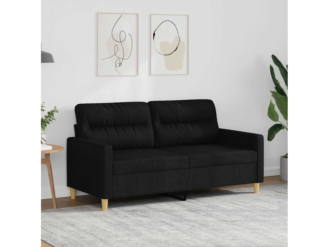 Vidaxl Sofá De 2 Lugares Tecido 140 Cm Preto