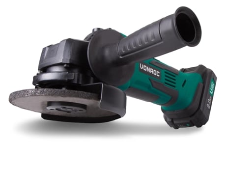 Akku-Winkelschleifer 115mm VPower 20V - Komplettset mit 2.0Ah Akku, Schnellladegerät, Seitengriff und Aufbewahrungstasche
