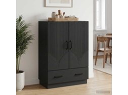 Vidaxl Buffet Com Gaveta Preto 66 X 34,5 X 92 Cm Derivados De Madeira