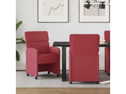 Vidaxl Cadeiras De Jantar Com Rodas Com Rodas 2 Pcs Vermelho Tinto
