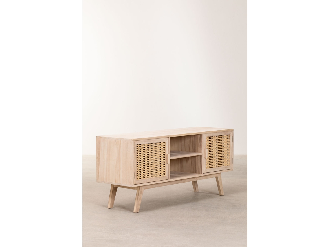 Sklum Móvel Tv 120x40 Cm Em Madeira Ralik Design Madeira De Paulownia         Madeira Natural Clara