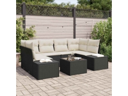 Vidaxl Conjunto De Sofá De Jardim 8 Unid. Preto E Creme Vime Pe