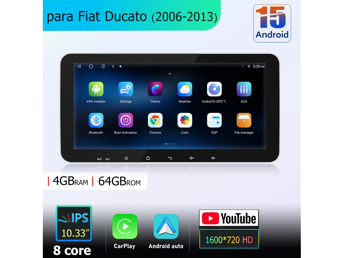 Rádio Android Junsun V11 Para Fiat Ducato 2006-2013 Android 15gps Dsp 64gb Bt 8 Núcleos