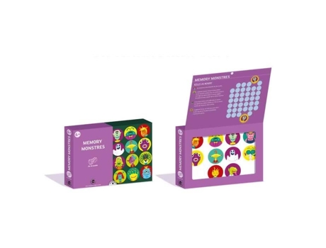 Jogo de tabuleiro - MEMORY - MONSTROS - 40 tokens de madeira - Roxo - A partir de 5 anos