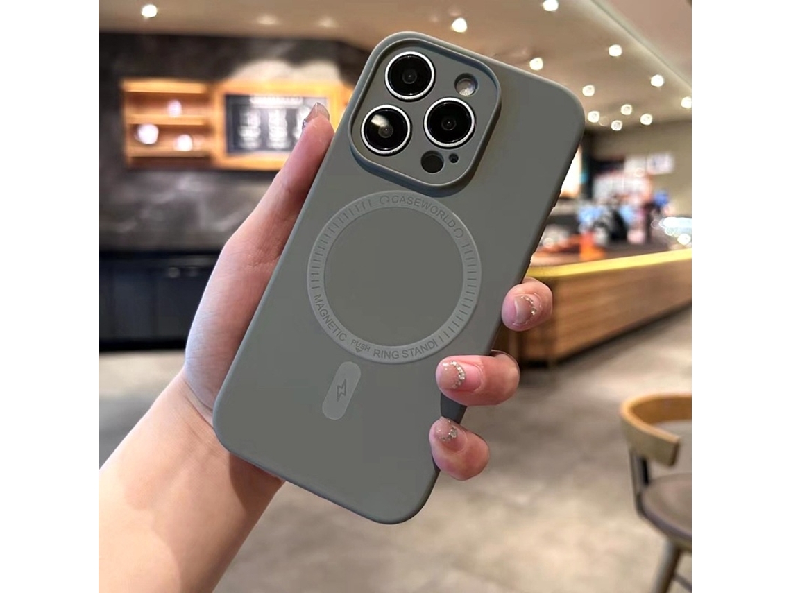 Capa Para Iphone 17 Pro, Cinza Titânio, Cloud Sense, Magnética, Em Silicone Líquido Macio.