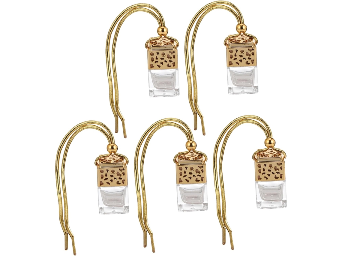 Pingentes De Vidro Dourado Para Carro, 5 Frascos Vazios Para Pendurar, Decoração De 8ml