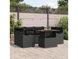 Vidaxl Conjunto De Sofá De Jardim 7 Unid. Preto