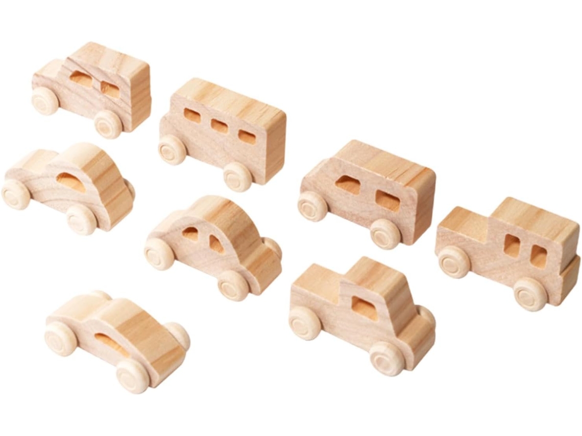 8 Miniaturas De Carros Madeira Pintadas À Mão, Quebra-cabeça