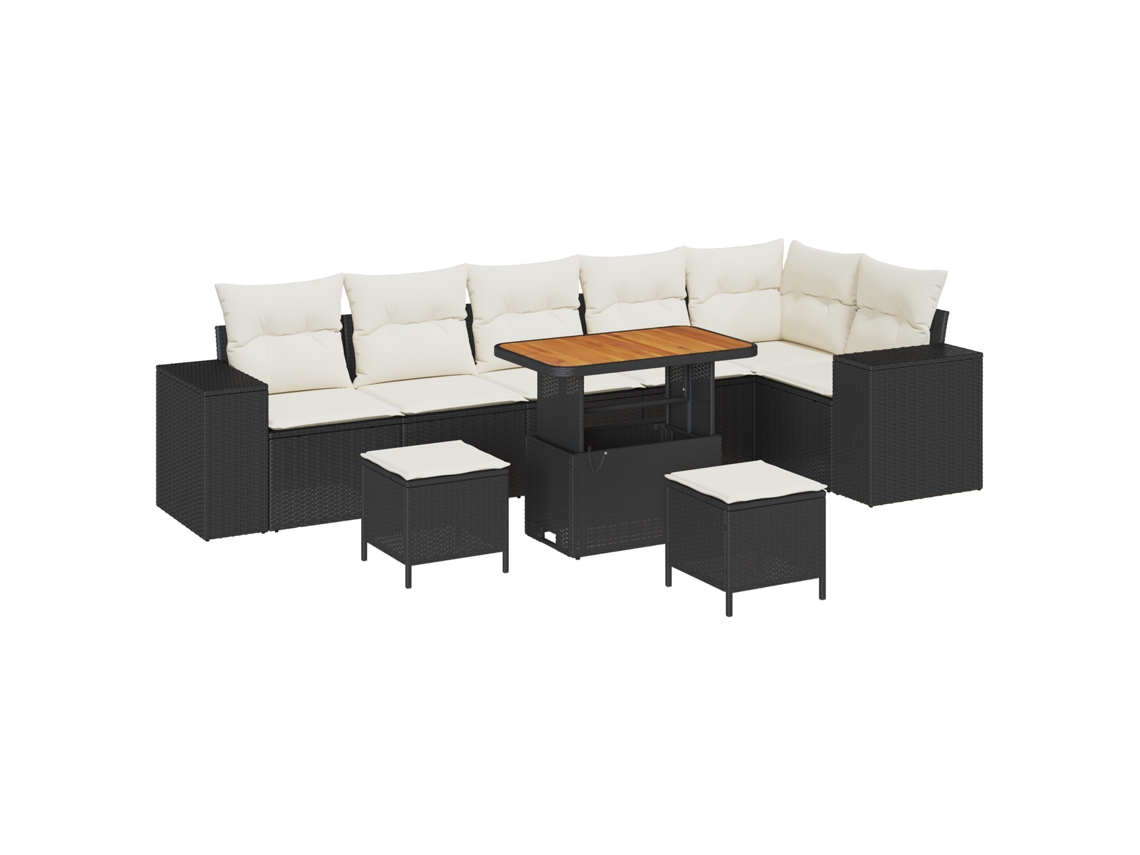 Conjunto 9 Móveis De Jardim Vidaxl Preto Vime Pe (90 X 55 X 71 Cm)