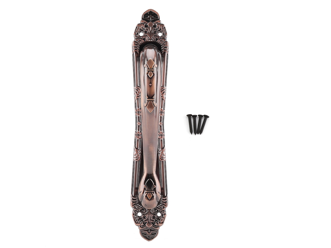 Puxador de porta de armário em cobre antigo estilo europeu (acabamento em bronze verde, especificação de 300 mm)