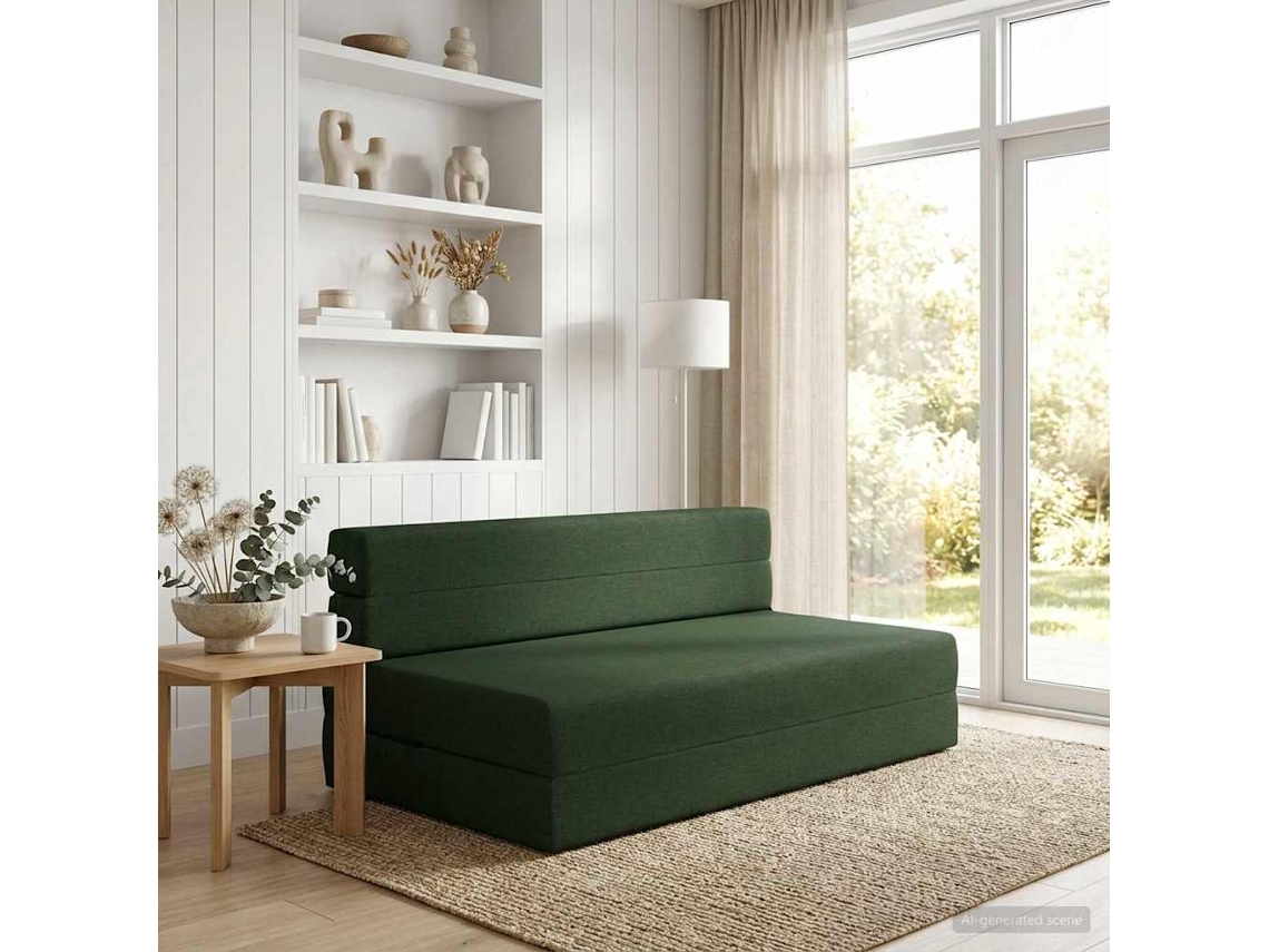 Vidaxl Sofá Cama Dobrável Verde-escuro 152 X 86,5 X 60 Cm Tecido