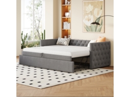 Sofá Cama Extensível 90x200 Cm Samt Cinza Multifuncional Com Rede