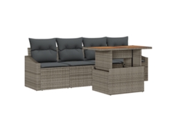 Conjunto 5 Sofá De Jardim Vidaxl Cinzento Vime Pe (100 X 55 X 73 Cm)
