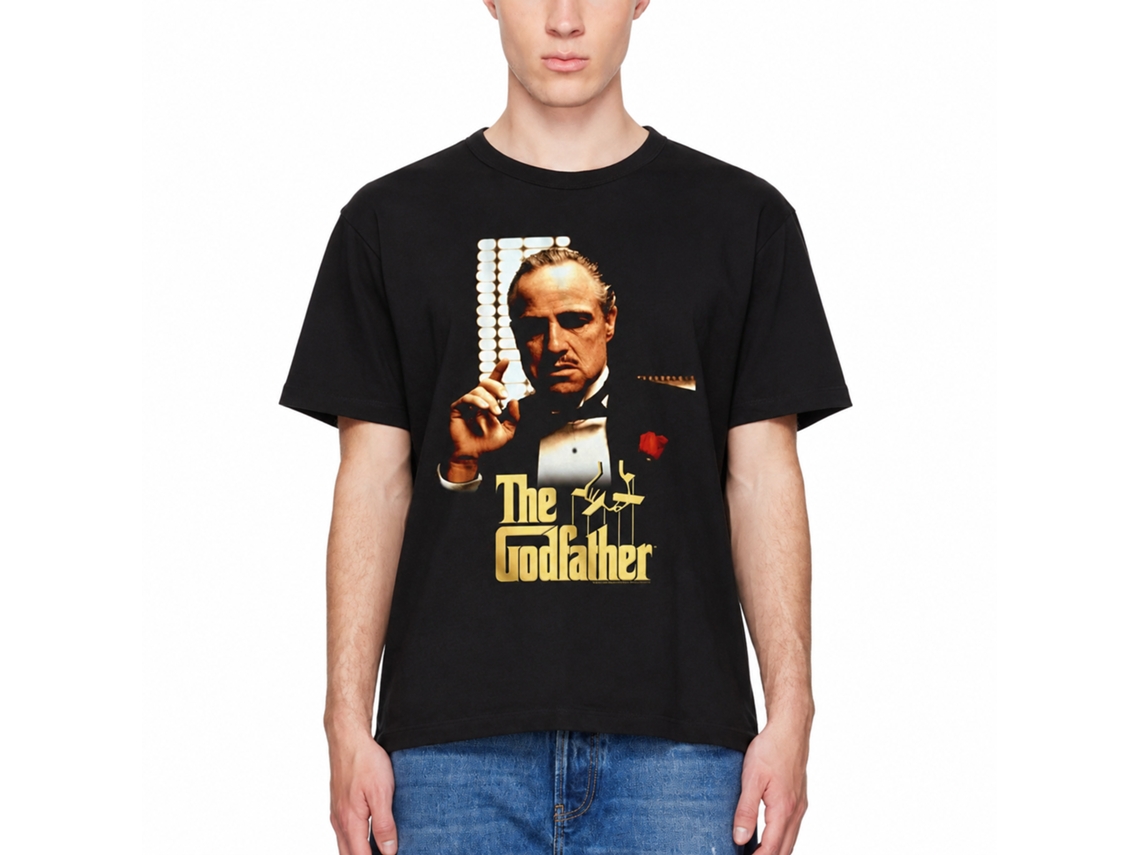 Rockinstone Godfather Movie Gold Logo Point Black Adult T-shirt Size:xl