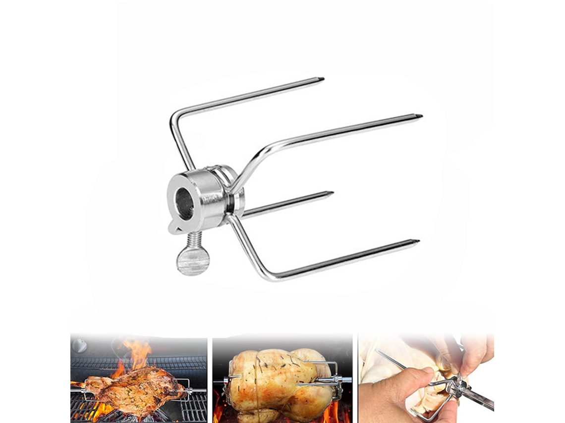 Garfos Universais Para Churrasco Em Aço Inox - Clipe De Carne Com Parafuso De Bloqueio Para Espetos De Frango E Grelha