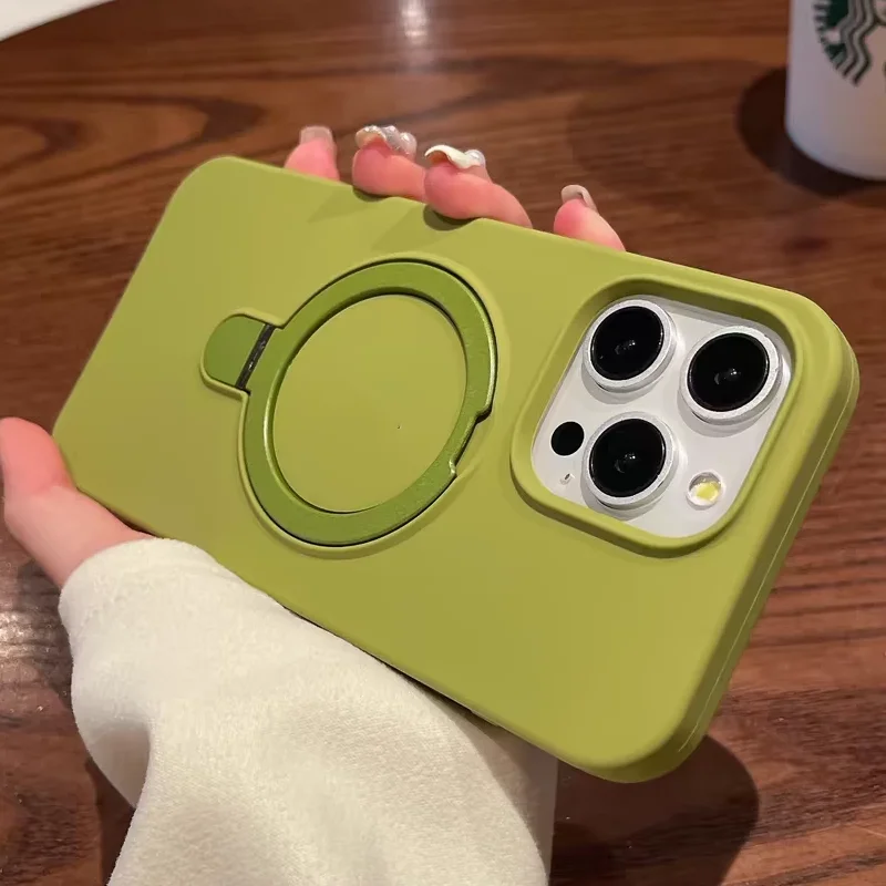 (verde Oliva Para Iphone 16 Plus) Anel Magnético De Silicone Líquido