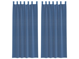 Cortinas de Voile com Laços 2 Pcs Azul Real 140x225 Cm MAISON EXCLUSIVE