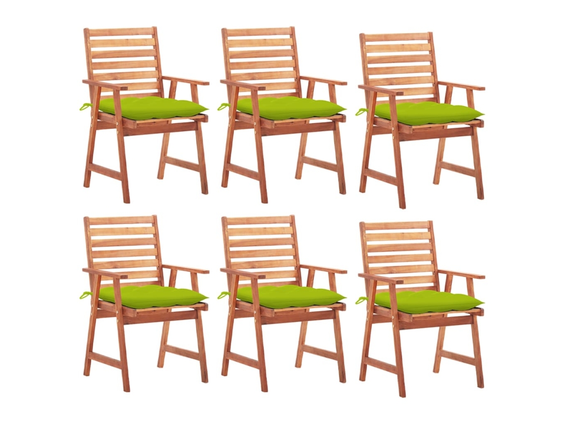Vidaxl Cadeiras De Jantar P/ Jardim 6 Pcs C/ Almofadões Acácia Maciça