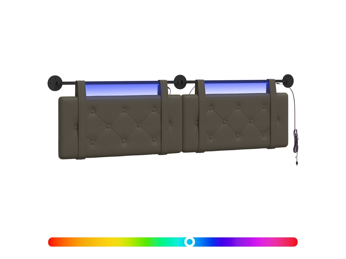 Conjunto 1 Cabeceira Vidaxl Cinzento Couro Sintético (170 X 55 X 5 Cm)