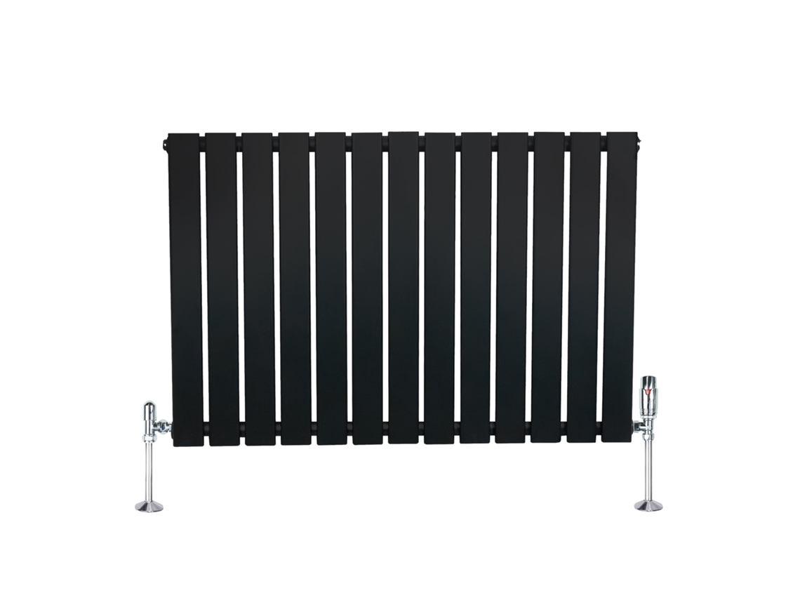 Radiador Plano Coluna Única 600x910 Mm - Preto, Aço Carbono 1,5 Mm, 826w, Alta Eficiência, Válvulas Termostáticas