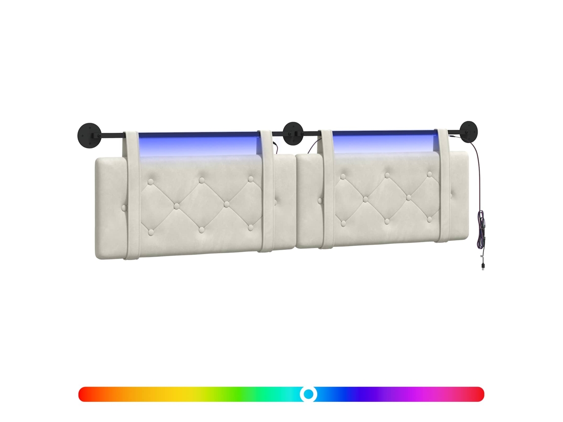 Conjunto 1 Cabeceira Suspensa Vidaxl Creme Veludo (190 X 55 X 5 Cm)