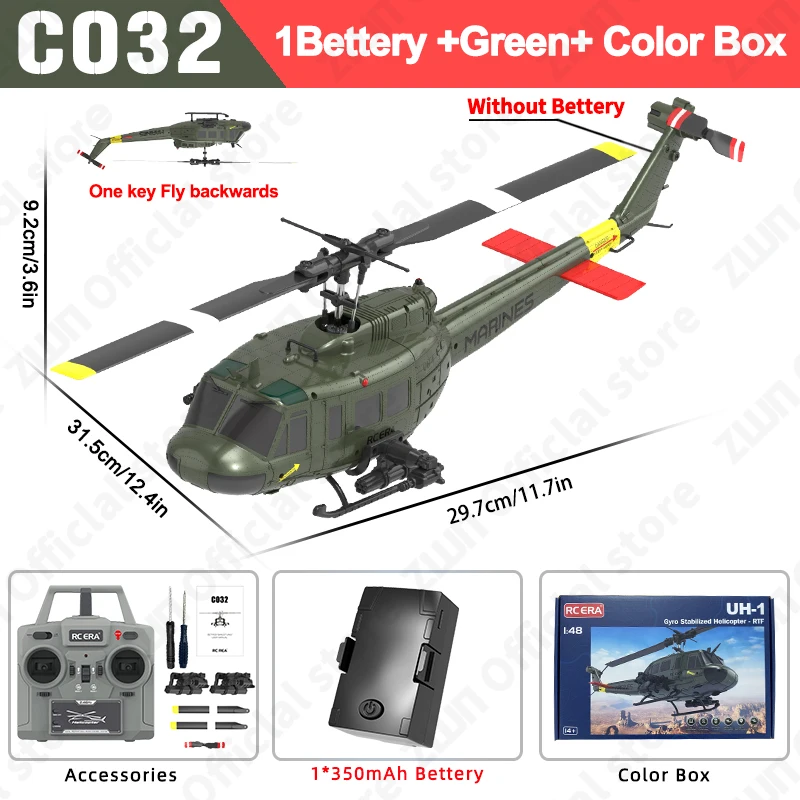 (verde) Helicóptero Controlado Remotamente, 2.4g, Giroscópio De 6 Eixos, 6 Canais, Função De Manter Altitude.
