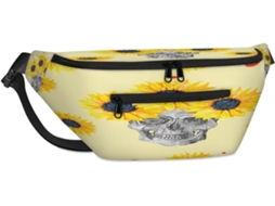 Bolsa de ombro unissex Tropicallife com estampa de caveira e girassol, 38x25x9x19cm, design impermeável.