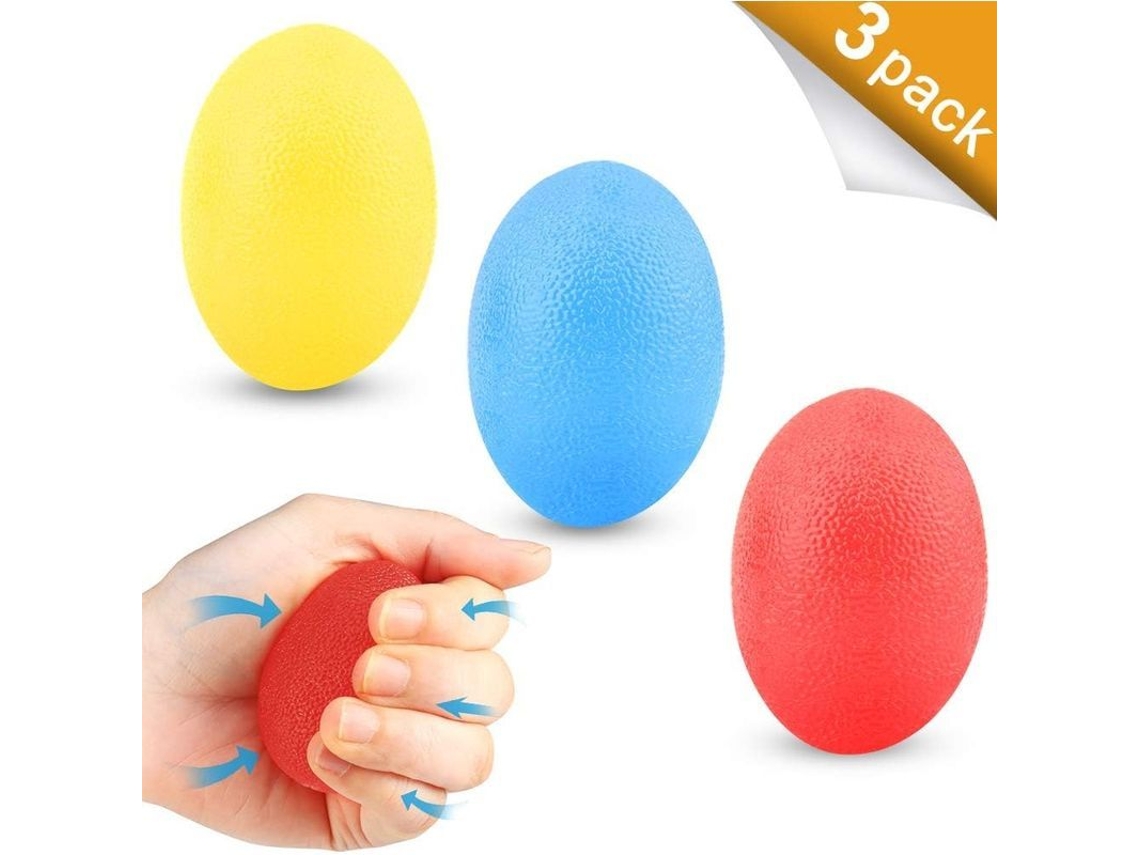 Pelotas De Agarre Em Forma De Ovo 3 Peças Treinador De Mão Resistência Suave Média Dura Antiestresse Lavável Duradouro