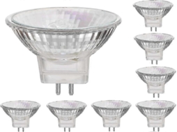 Lurelia Pack De 8 Lâmpadas Halógenas Mr16 Gu5.3 35w 12v, Branca Quente, Regulável, Sem Cintilação, Luz Estavel