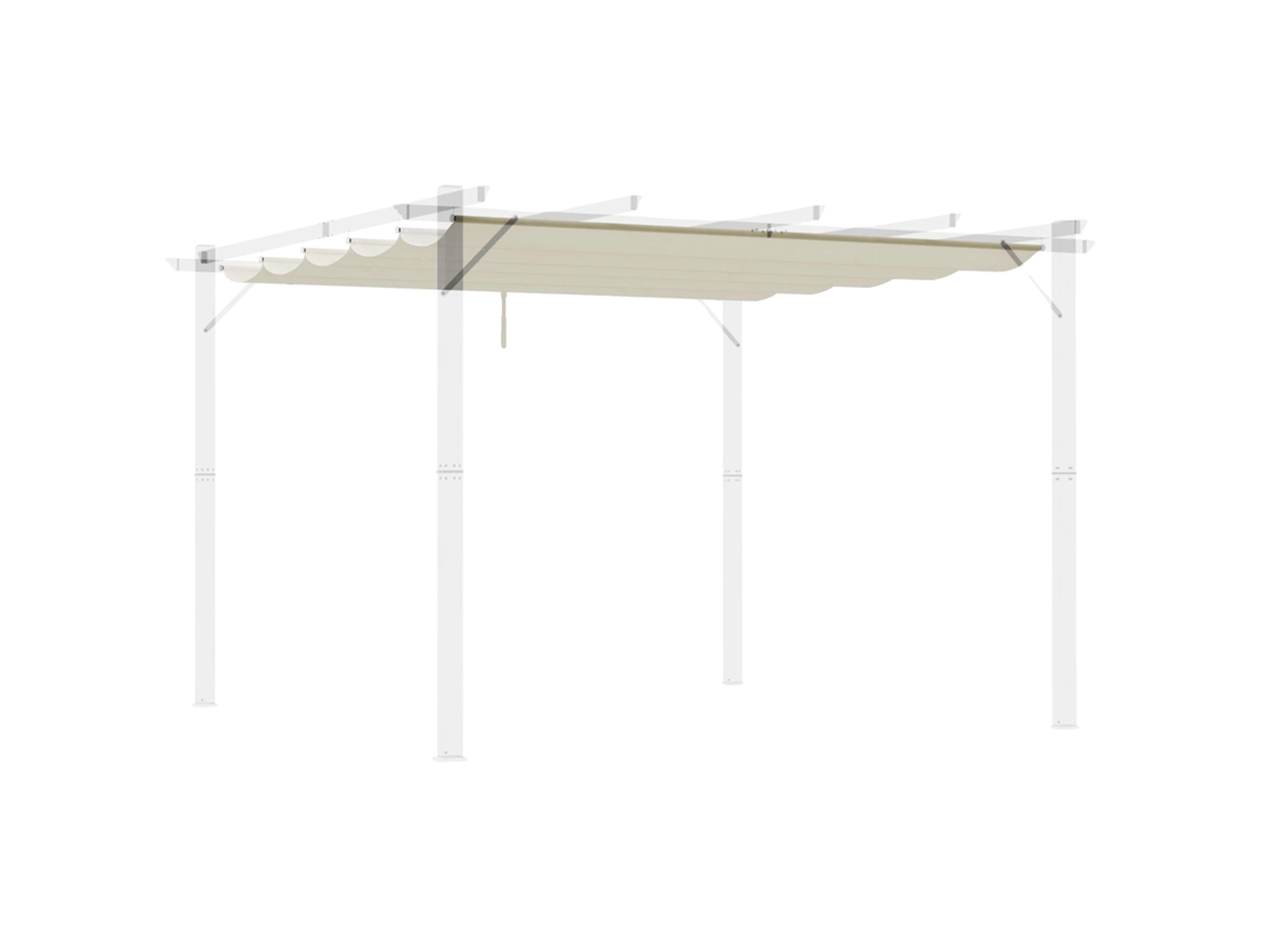 Capa Retrátil Para Pérgola, Tecido De Poliéster, Proteção Uv, Creme, 250x255 Cm-a