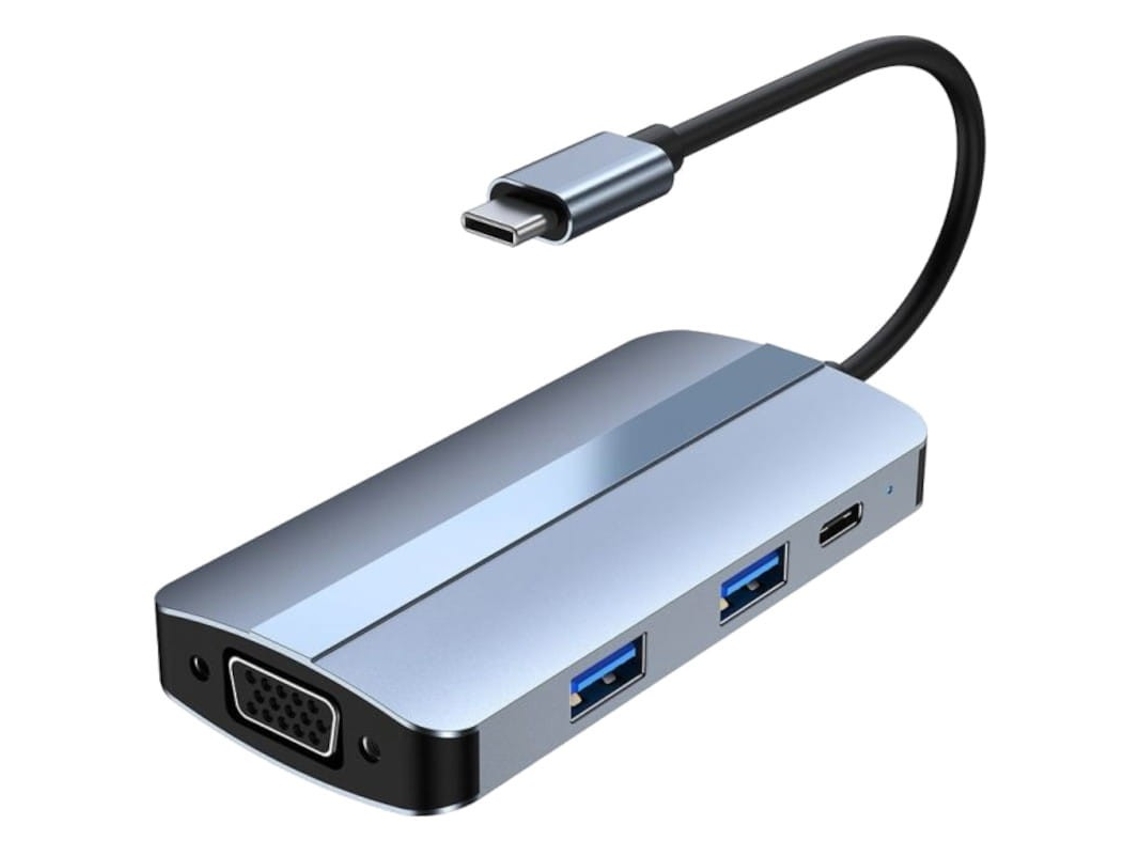 Hub Usb Byl-2106 7 em 1 Usb-C/Usb 3.02.0Usb Tipo Cvgahdmi Prata Oem