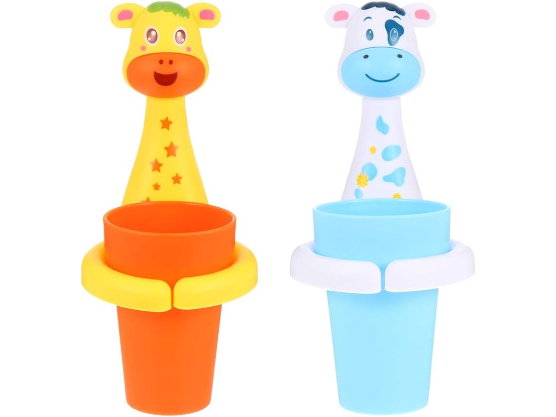 Conjunto de Porta Escovas Dentes Infantil com Fixação Autoadesiva na Parede, Plástico, Design CHABERLU