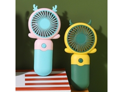 Ventilador Portátil De Mão Mini Usb Recarregável Com Vento Potente Amarelo E Verde Escuro
