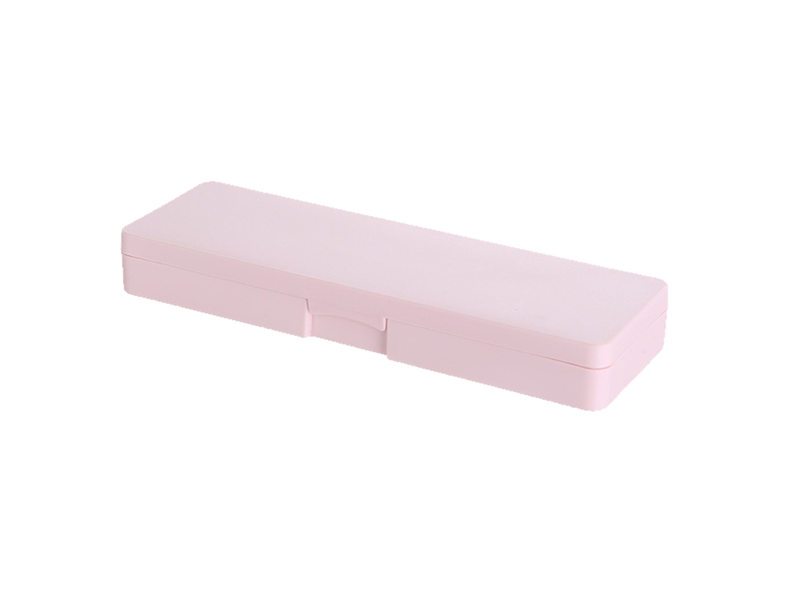 Estuche De Lápices De Plástico Con Cierre De Pestillo Ligero Portátil Para Estudiantes Diseño Simple Rosa Claro