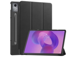Capa Dobrável Em Três Partes Para Tablet Lenovo Xiaoxin Pad Pro 12,7” 2025, Protetora Em Pele Resistente A Impactos Preto Hexinyigjly