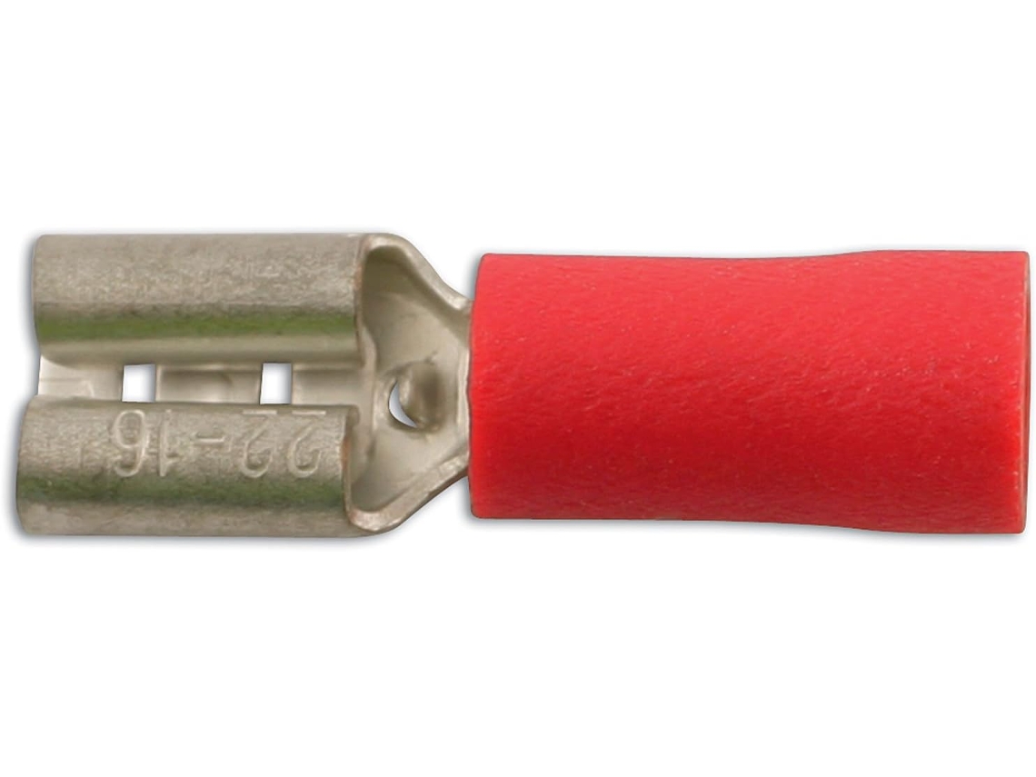 30132 Conector Fêmea De Encaixe Rápido De 6,3 Mm, Vermelho (pacote Com 100 Unidades)