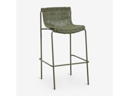 Sklum Pack De 2 Bancos Altos Em Rattan Sintético E Aço Revia Ratán Pe Verde Azeitona Intenso         ↑75 Cm
