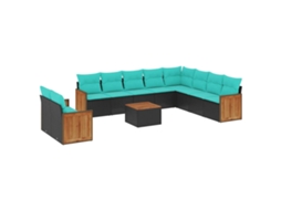 Conjunto de Sofá de Jardim, 11 Peças, Almofadas, Rattan Preto MAISON EXCLUSIVE