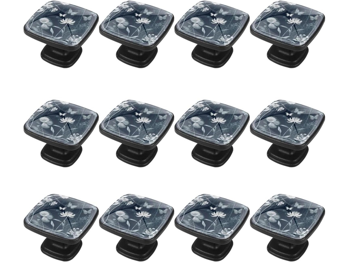 Puxadores Quadrados Para Armários De Cozinha, Puxadores Para Armários E Gavetas, 12 Peças, Borboleta, Flor, Planta
