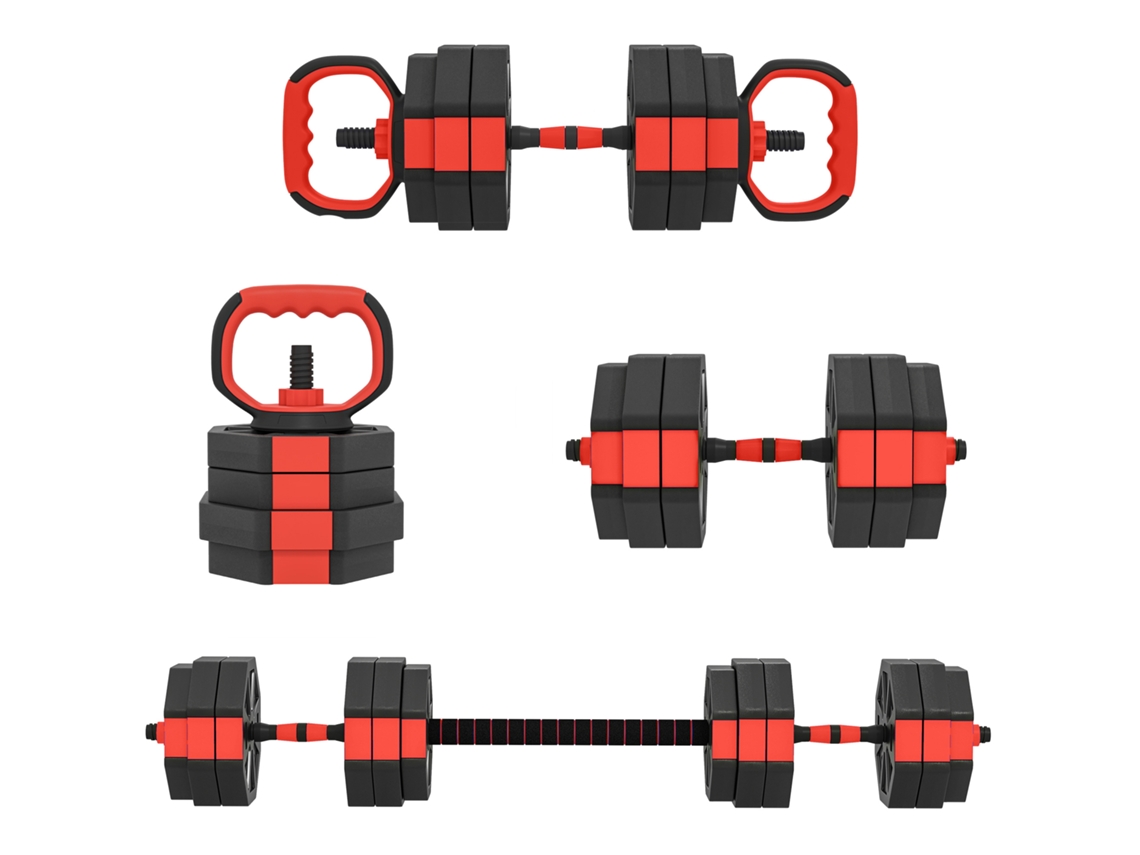 Conjunto de Halteres Ajustáveis 4 em 1, 25kg, Barras, Treinamento de Força em Casa | S/MARCA