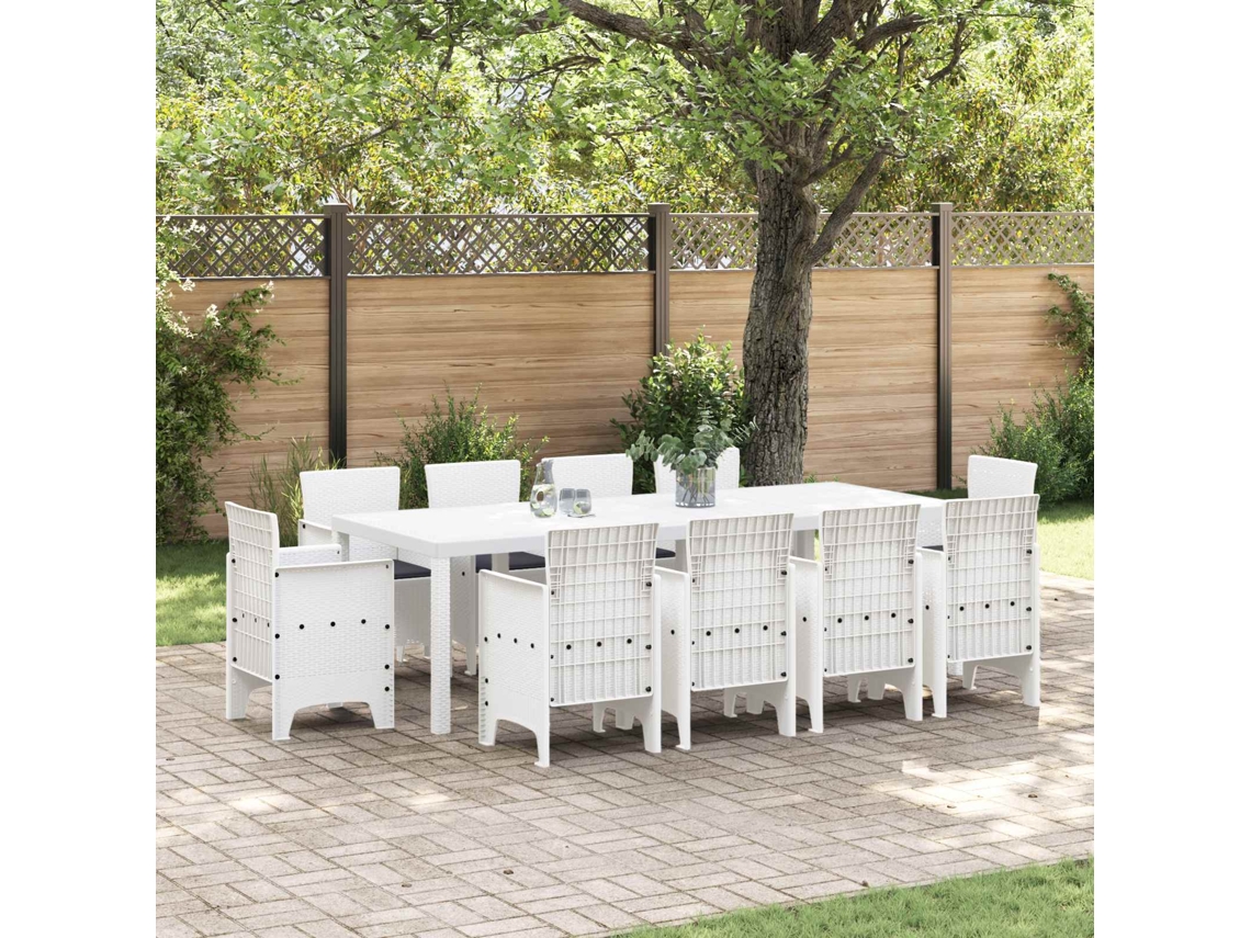 Vidaxl Conjunto De Jantar Para Jardim 11 Unid. Branco Polipropileno