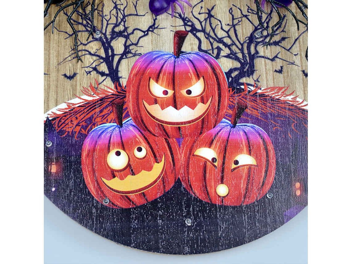 Placa De Porta De Halloween (com Design De Luzes, Material De Madeira) Eoocoo