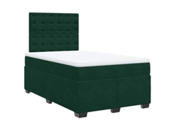 Cama Boxspring com Colchão 120x190 cm Veludo Verde Escuro MAISON EXCLUSIVE