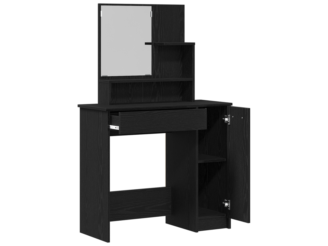 Conjunto 1 Vaidade Para Quarto Vidaxl Preto Derivados De Madeira (86,5 X 35 X 136 Cm)