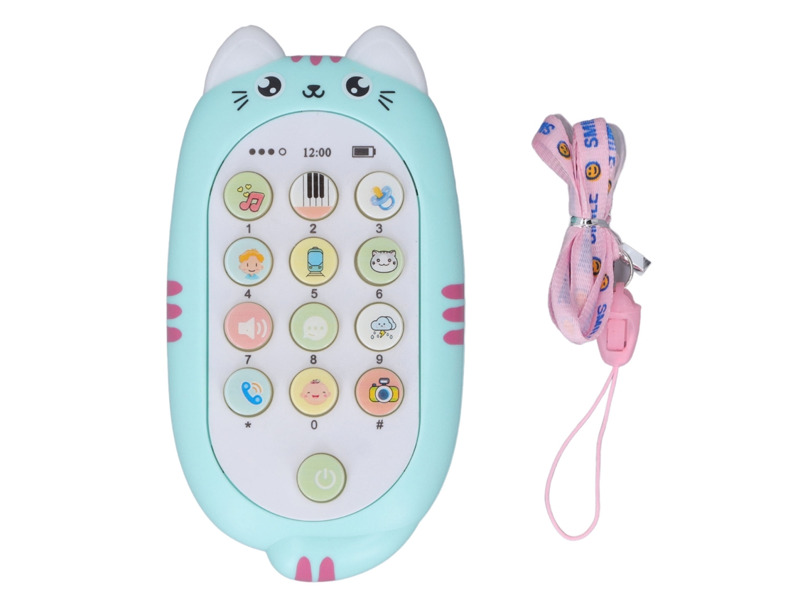 Ats juguete Teléfono Bebé para Morder Con Música, Canciones Y Luces, Regalo para Niños de 1 Año, Azul