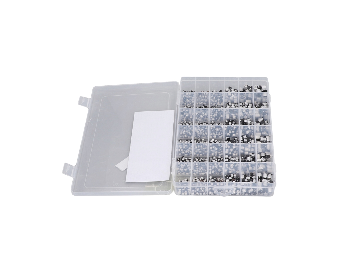 Conjunto De Capacitores Eletrolíticos Smd Com 1520 Peças, 36 Valores (1uf‑1000uf) De Alumínio