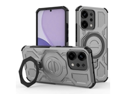 Capa Magnética Giratória De Metal Com Suporte Para Celular E Capa Traseira De Tpu Cinza Para Oppo Reno14 5g (global)