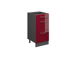 Móveis de cozinha R-Line, mármore PT 40 cm, vermelho Borgonha alto brilho, VICCO